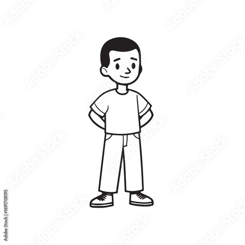 Handsome Man Black and White Illustration Vector Image Male Portrait Fashion Sketch Line Art Design	