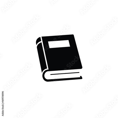 Minimalist closed book icon with thick spine on white background. EPS 10.