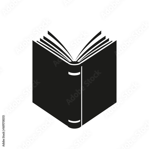 Minimalist closed book icon with thick spine on white background. EPS 10.