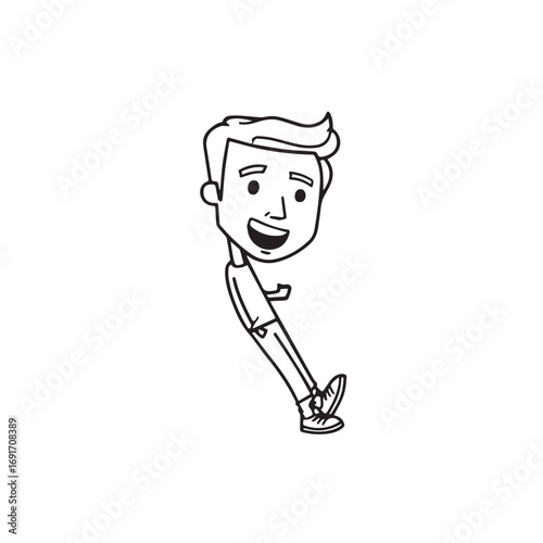 Handsome Man Black and White Illustration Vector Image Male Portrait Fashion Sketch Line Art Design	