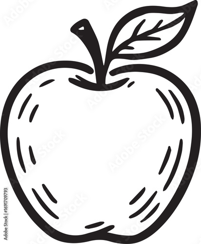 apple vector in black and white