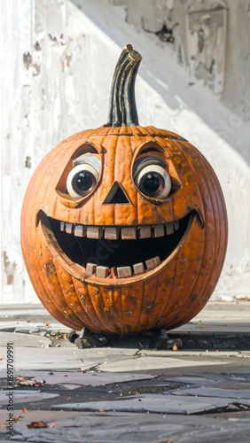 Halloween pumpkin with big eyes and smile