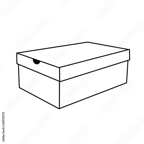 Minimalist closed shoebox icon with lid and cutout detail. EPS 10.