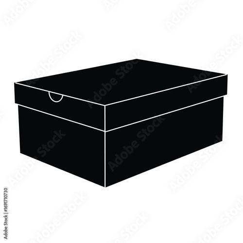 Minimalist closed shoebox icon with lid and cutout detail. EPS 10.
