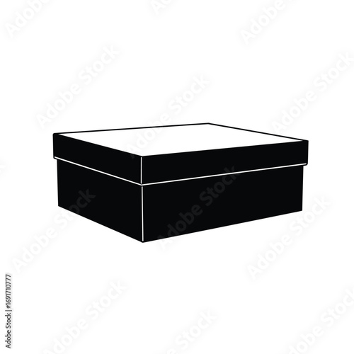 Minimalist closed shoebox icon with lid and cutout detail. EPS 10.