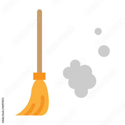 Broom Vector Flat Icon Design
