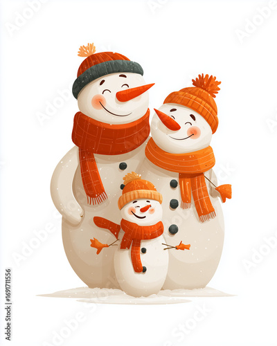 family snowman on a white background