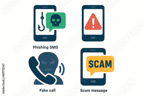 Mobile phone scam awareness campaign against phishing and fraud.