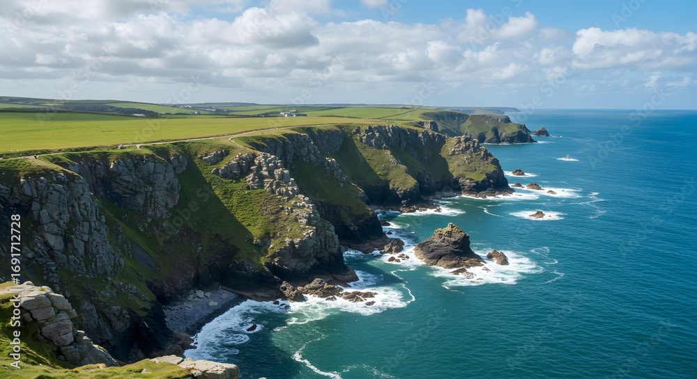Fototapeta premium Coastal cliffs and ocean waves