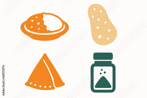 Delicious Indian Cuisine Featuring Samosa, Curry, Potato, and Spices.