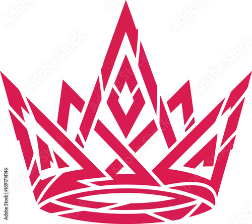Elegant modern stylized crown design symbolizing royalty leadership and achievement in vibrant striking crimson