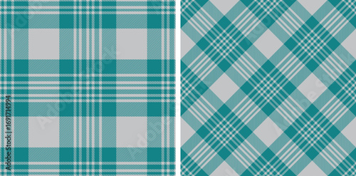 Seamless turquoise color check pattern. Repeating patern plaid. Checkered design for prints. Repeated tartan fabric. Vector scottish fabriс. Ekose texture. Madras flannel. Checker line. Stripe gingham