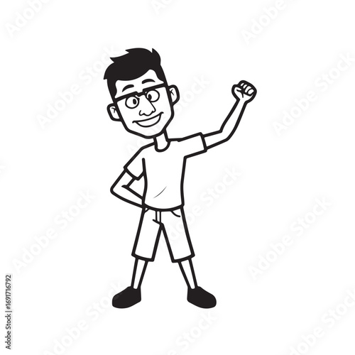 Handsome Man Black and White Illustration Vector Image Male Portrait Fashion Sketch Line Art Design	