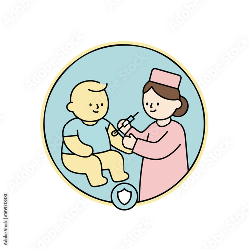 vector illustration of baby vaccination
