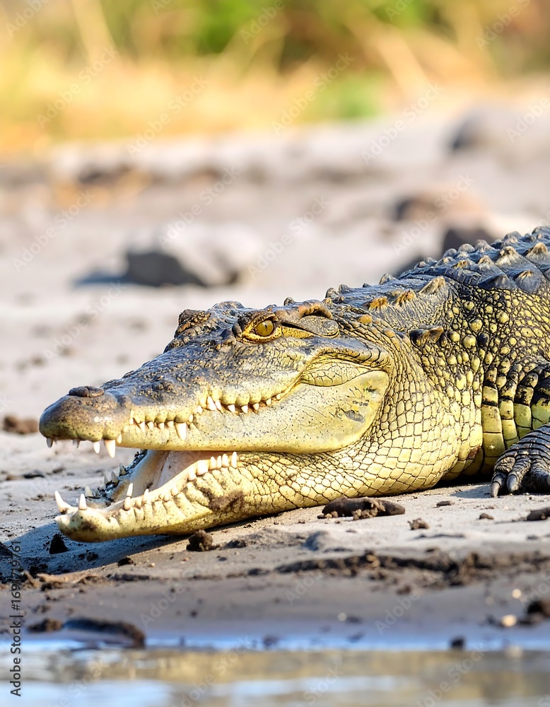 Fototapeta premium Croc on sandy bank
