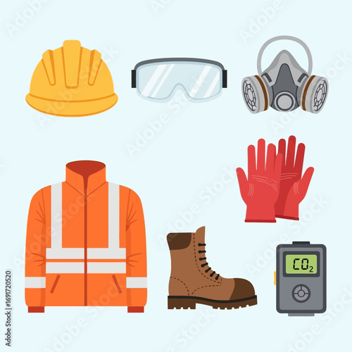 An essential collection of personal protective equipment (PPE) and safety gear, vital for worker protection and compliance in industry.