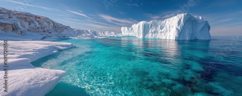 Pristine arctic landscape with towering iceberg