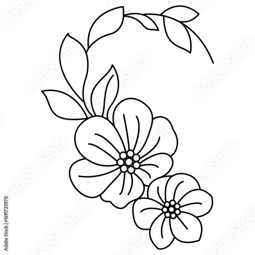 Detailed flower ring mandala coloring book page