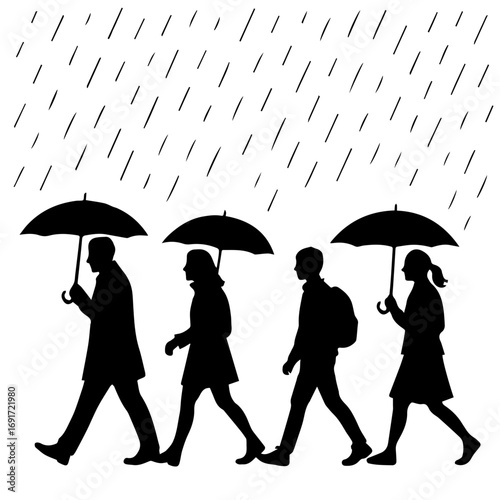 People get caught in the rain