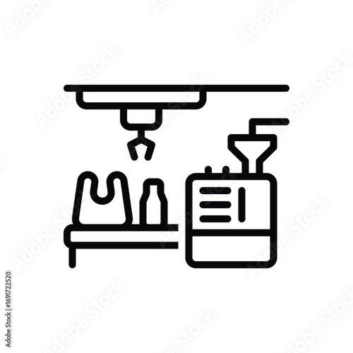 Black line icon for plastics production