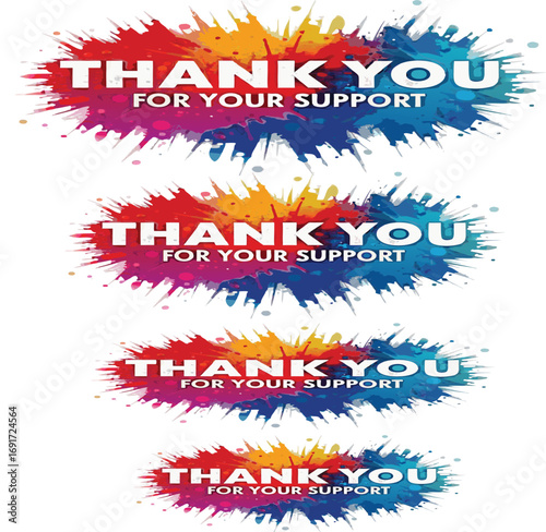 Colorful Thank You Banner Design Appreciation Support Greeting Card
