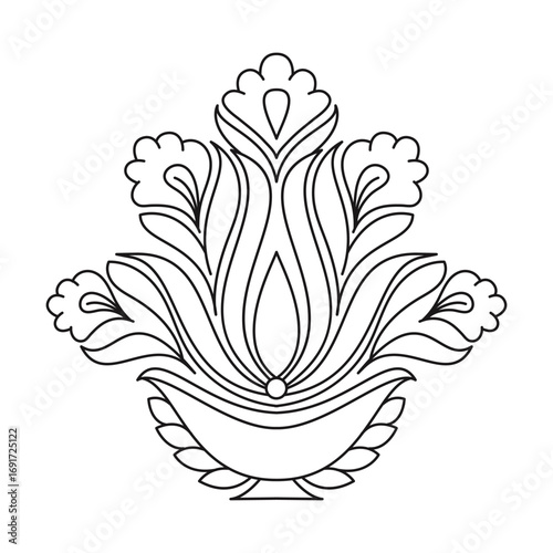 Artistic flower bloom mandala coloring book page