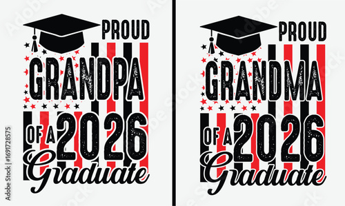 Proud grandpa and grandma of a 2026 graduate t-shirt design.