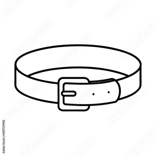 Black outline of a leather belt with a buckle accessory