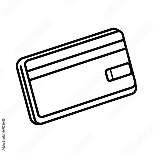 Credit card outline icon with tab debit card