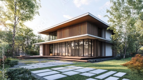Modern Japanese-Style House Exterior Design: Serenity and Minimalism in Architecture