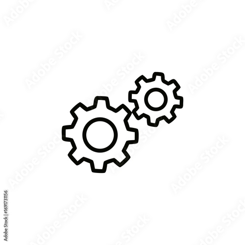 Simple gear icon representing mechanism teamwork and engineering design concept