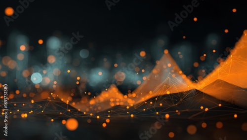 Abstract digital landscape with orange and teal highlights