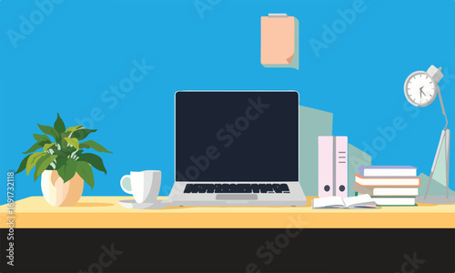 Minimalist Office Desk Vector Design