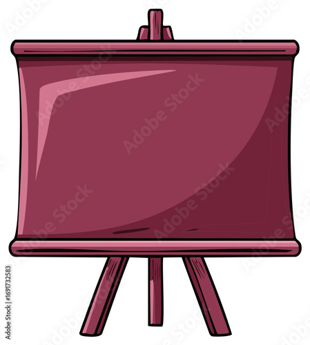 Empty Maroon Presentation Board Easel Stand Illustration Ready For Custom Text or Graphic Design