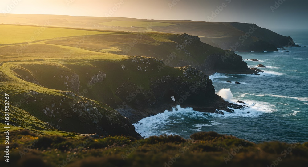 Obraz premium Coastal cliffs at sunset