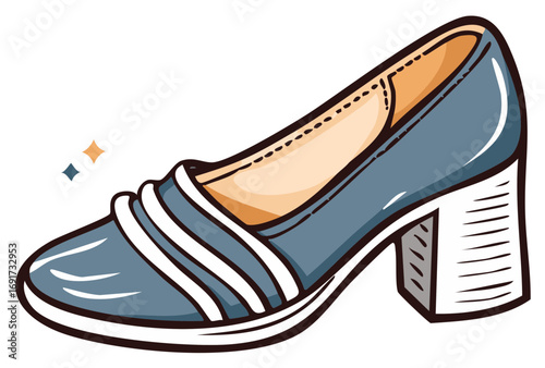 Blue vintage high heel shoe illustration