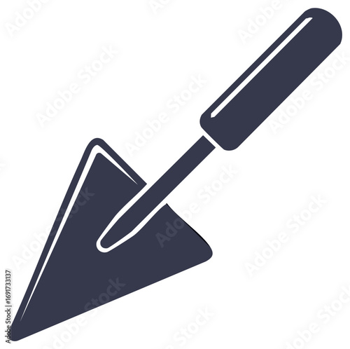 Illustration of a Dark Gray Trowel with Triangle Shovel Shape on Isolated White