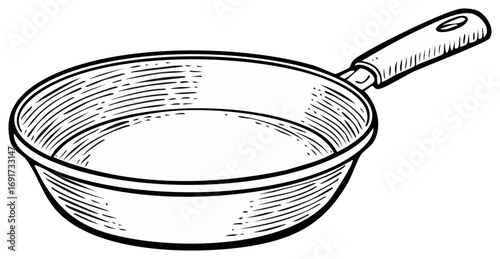 Classic Frying Pan Engraving for Kitchen Cookware and Food Preparation