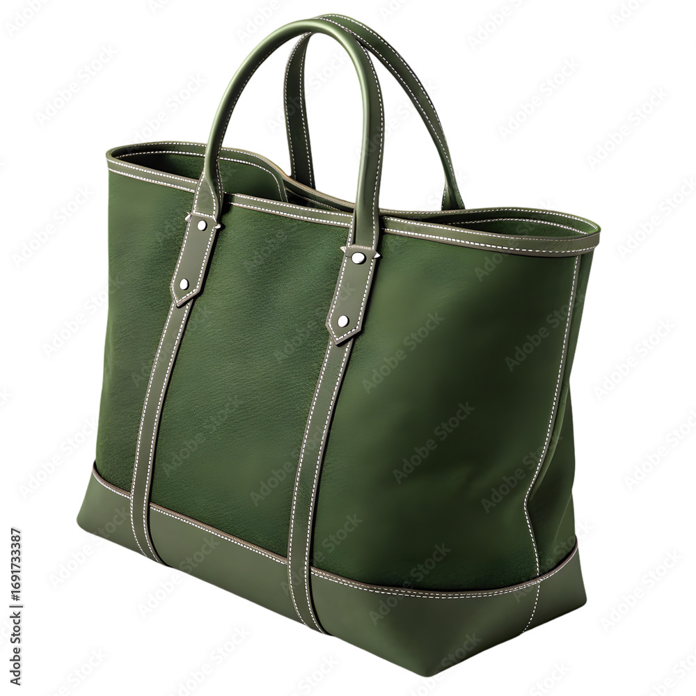 Naklejka premium 3D tote bag mockup in deep forest green canvas with durable handles