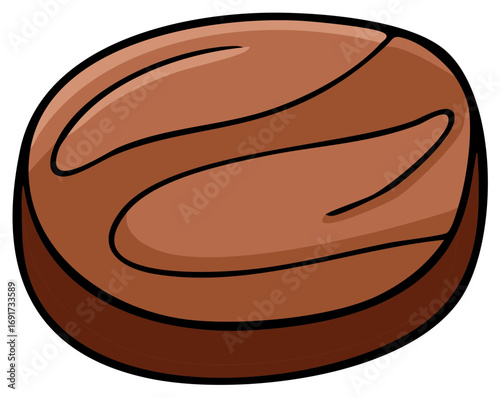Toffee Candy Illustration Oval Shape with Brown Color Swirls Design