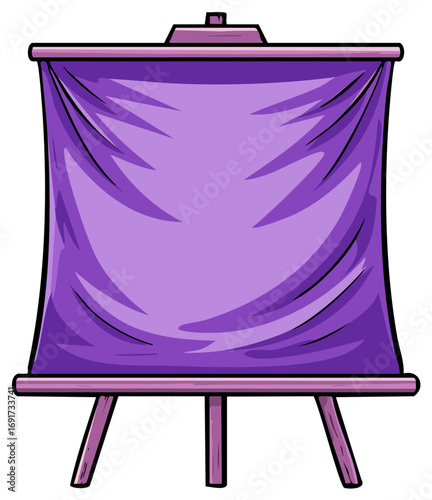 Purple Easel with a Canvas, Cartoon Illustration