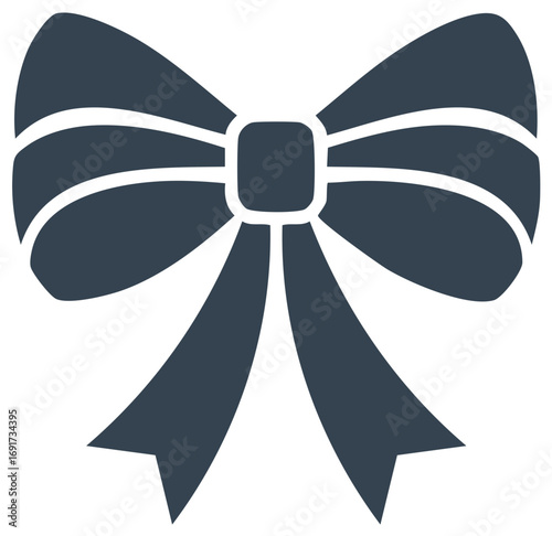 Elegant dark blue ribbon bow icon a simple vector graphic for gift wrapping and celebration design