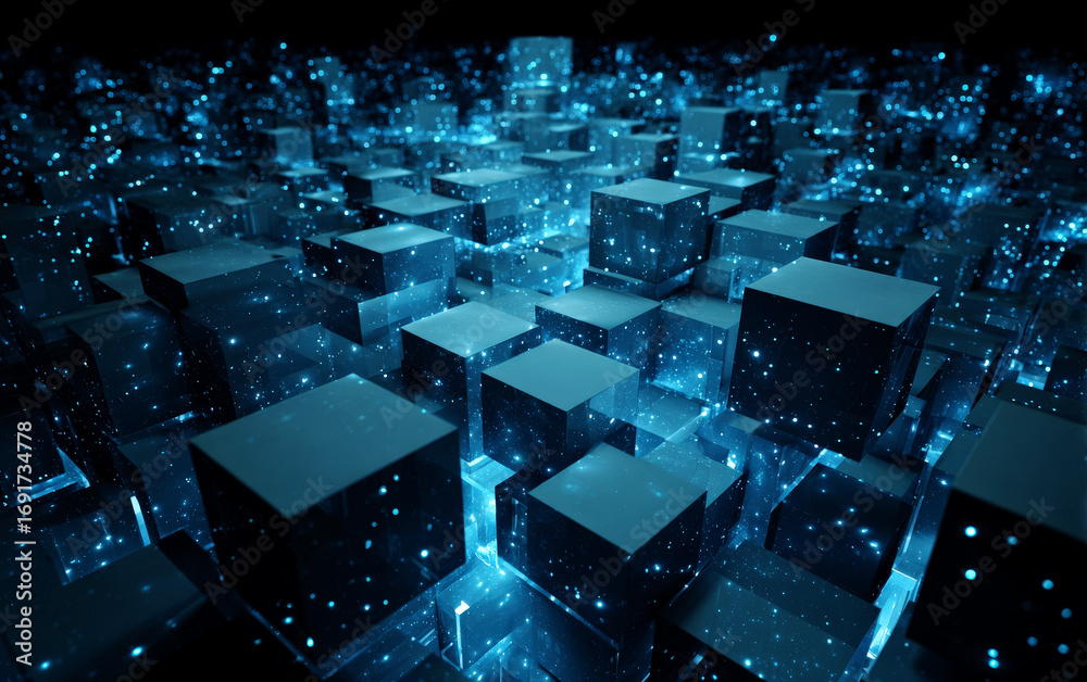 Fototapeta premium Abstract Digital Cubes Displaying Advanced Technological Concept