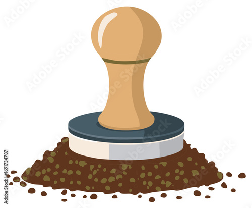 Coffee Tamper Preparing Espresso Grounds for Brewing
