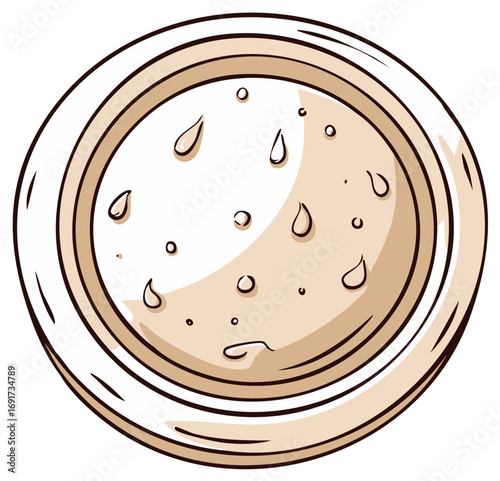 Cartoon illustration of a plate with soup. Food, dinner, lunch.
