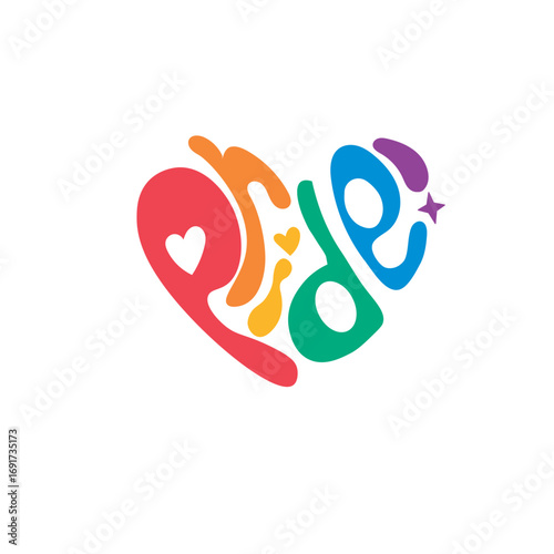 ilustración de letras Pride de colores y formas 