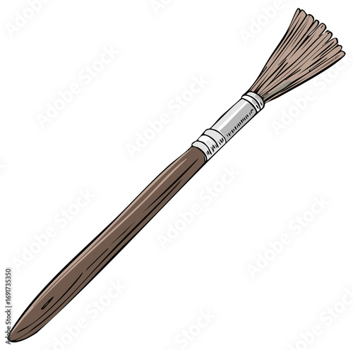 Classic artistic paintbrush illustration with brown handle and splayed bristles