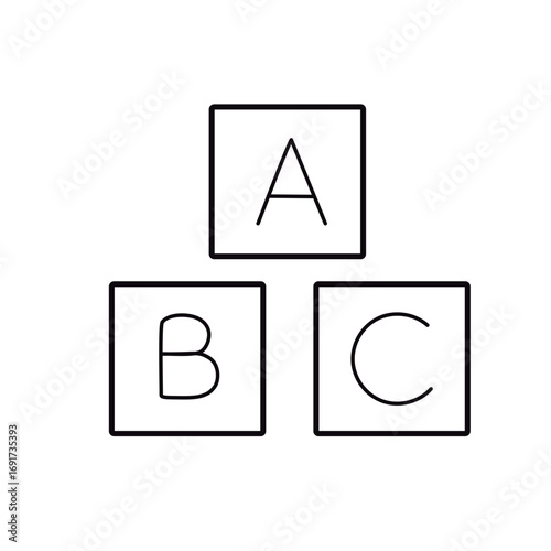 ilustración de formas cuadradas con letras 