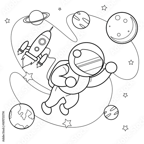 A Coloring book astronaut for kids