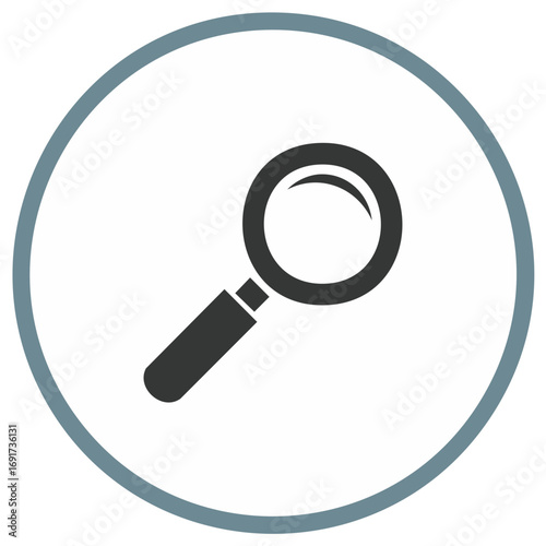 Magnifying glass icon inside a circle concept, search symbol design.